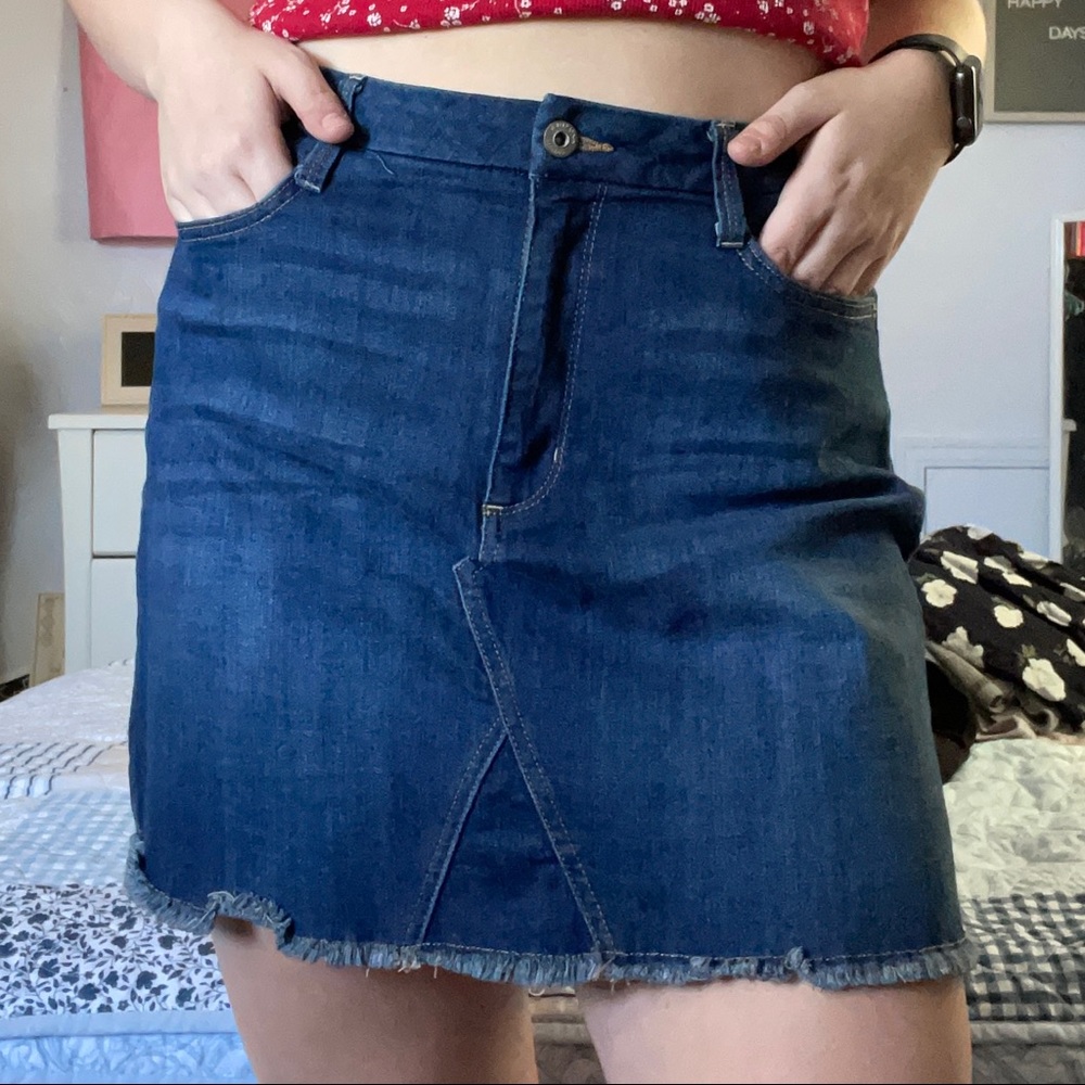 Arizona Distressed Denim Skirt w/ Removed Pockets